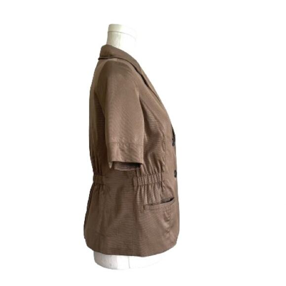 Coldwater Creek Brown Tan Short Sleeve Pockets Lined Career Blazer Size 6 Petite - Picture 6 of 11